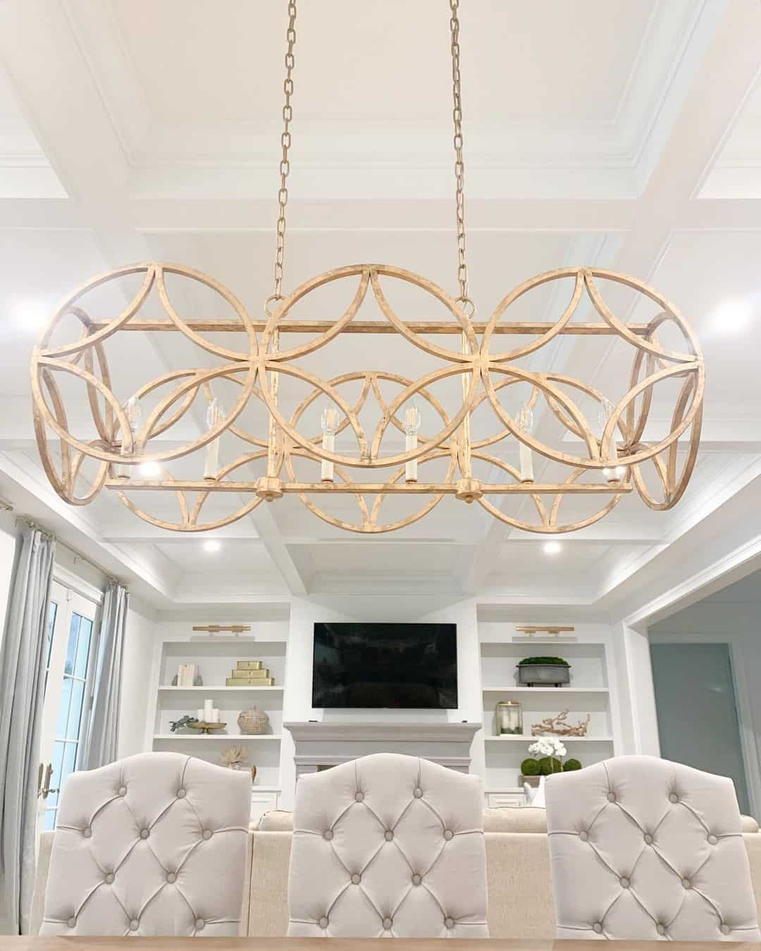 Unique Gold Chandelier on Box Beam Ceiling Soul & Lane