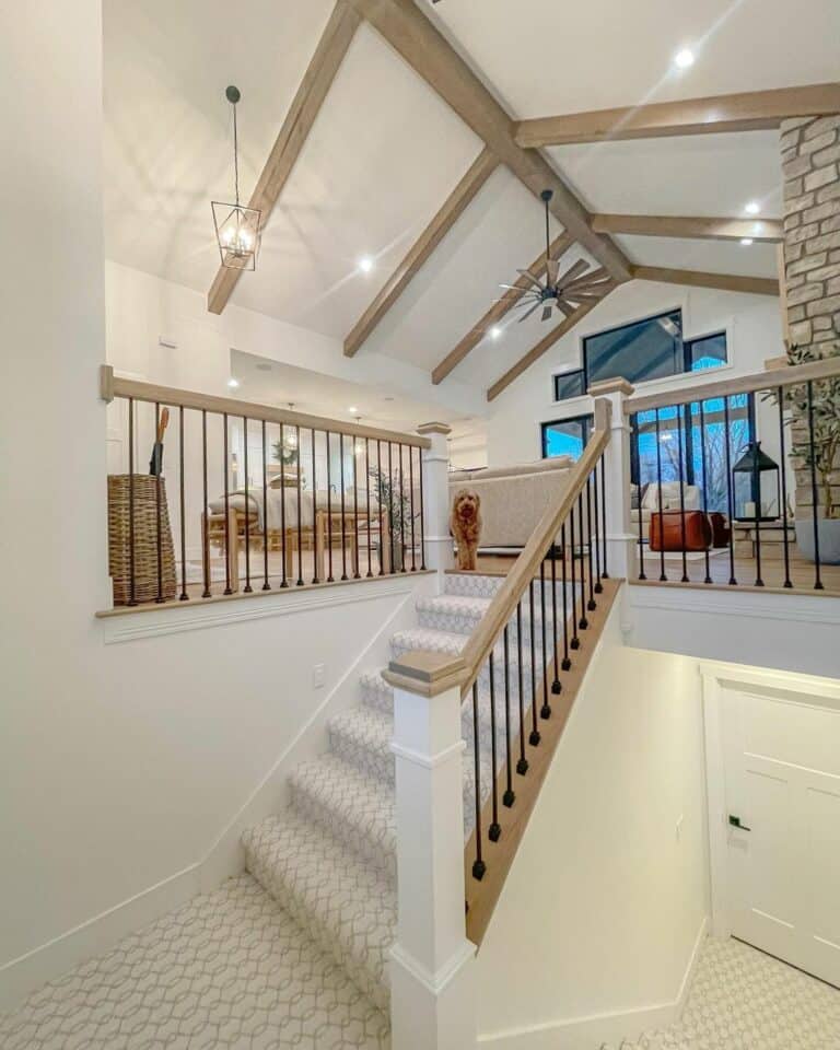 Vaulted Ceiling Living Room with Pot Lights