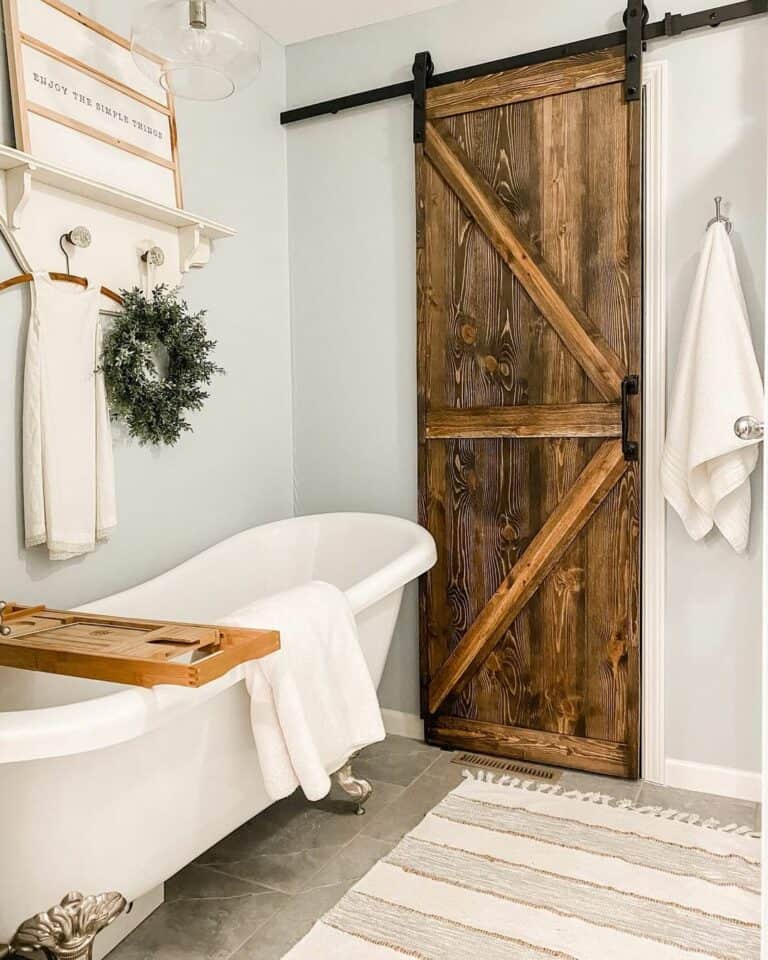 Vintage Bathroom with Rustic Barn Door