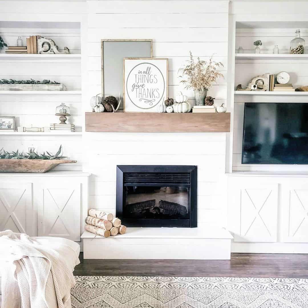 Vintage Bookshelf Décor with Shiplap Fireplace Soul & Lane