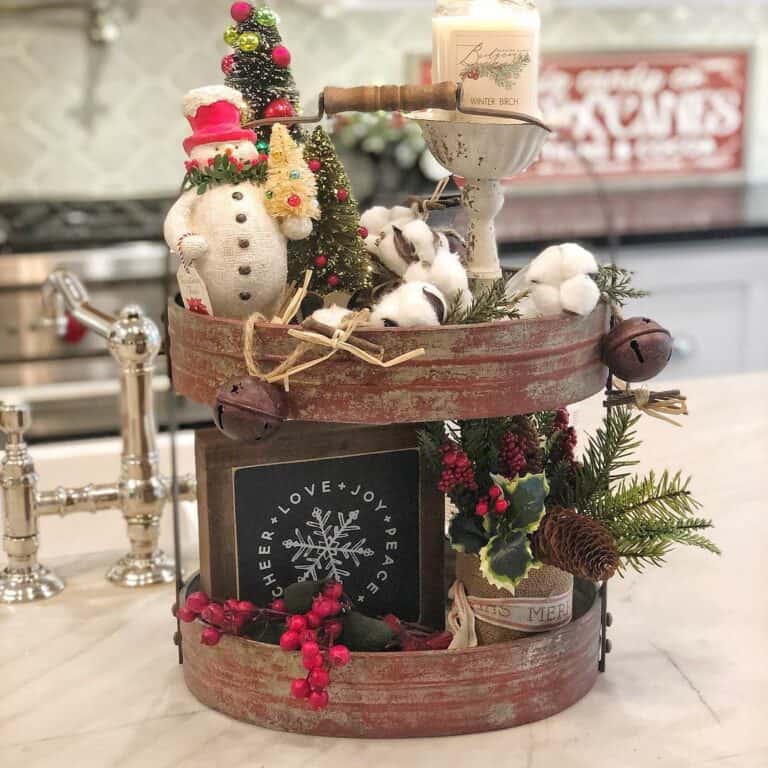 Vintage Country Christmas Tier Tray