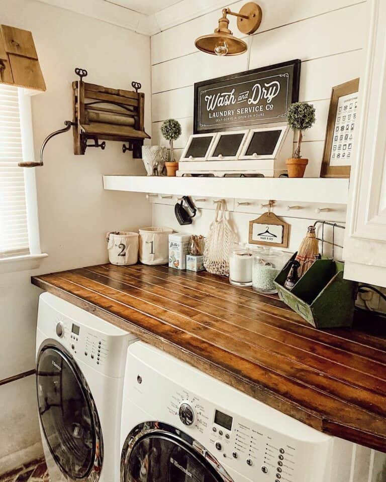 Vintage Laundry Room with Wood Board