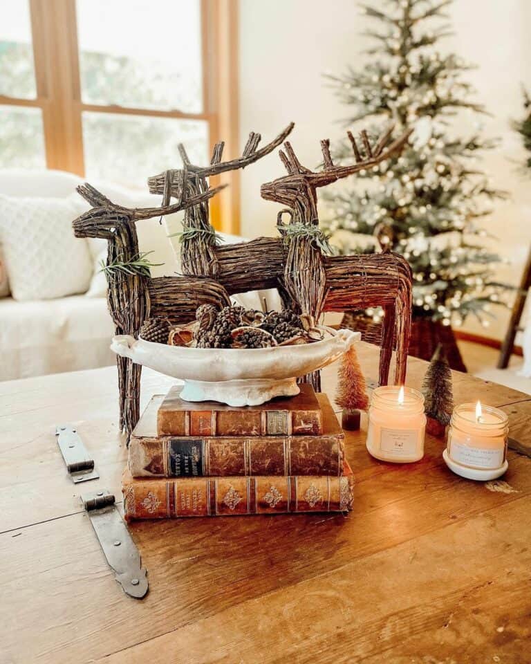 Vintage Reindeer and Book Centerpiece