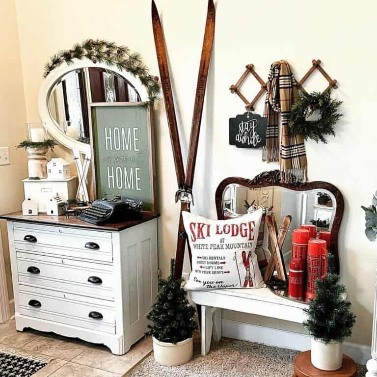 Vintage Winter Styling for Entryway