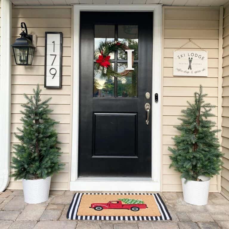 Welcoming Winter Porch with Natural Greenery