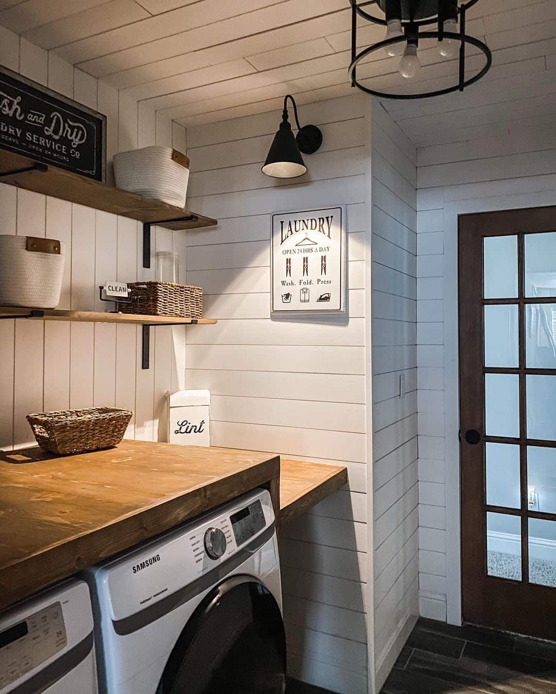 Whimsical Laundry Signs on Horizontal and Vertical Shiplap Walls - Soul ...