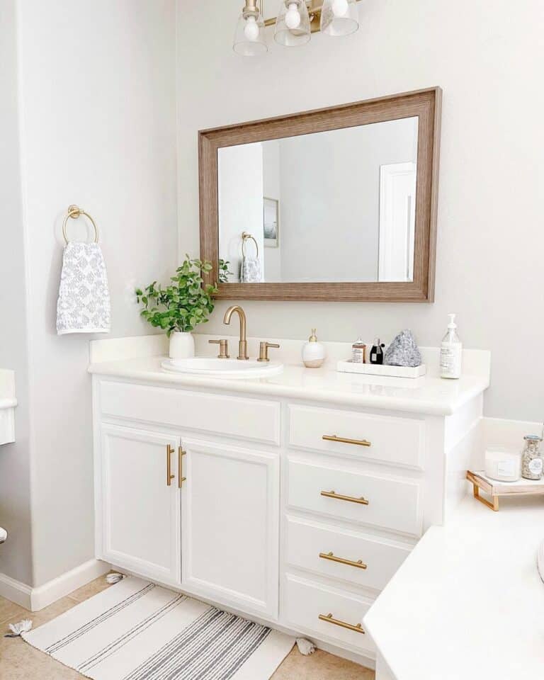 White Bathroom Vanity with Partial Overlay Cabinet