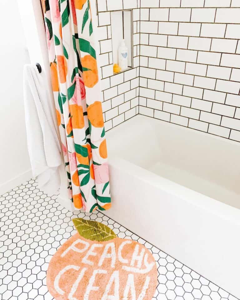White Bathroom with Peach Theme