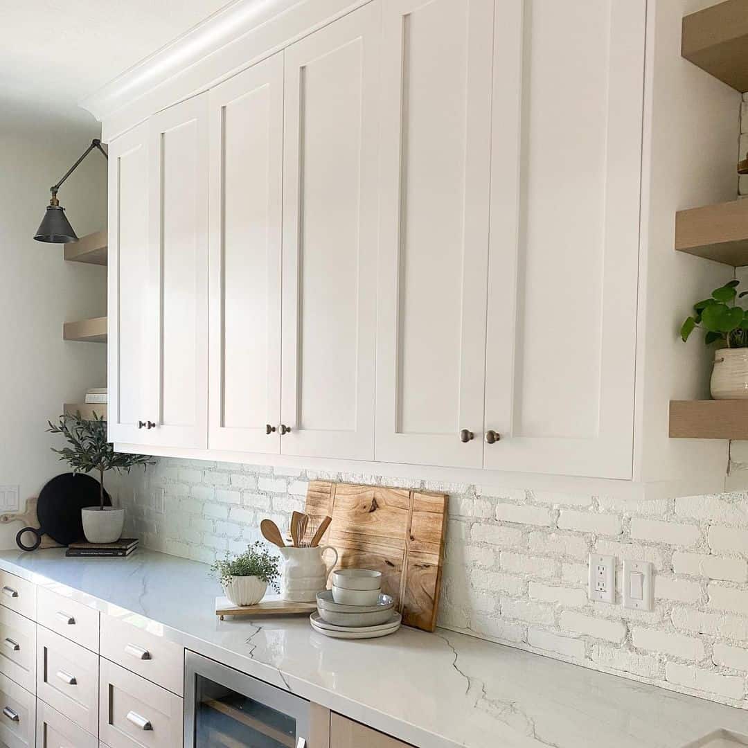 White Brick Accent Wall in Kitchen - Soul & Lane