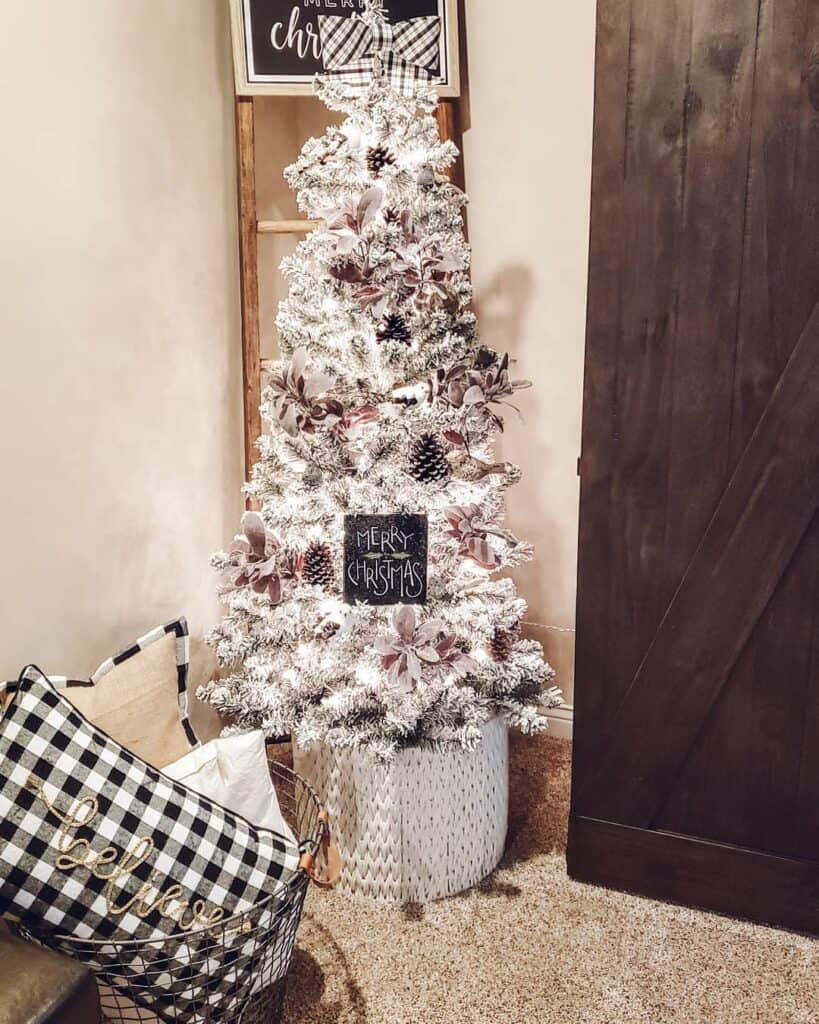 White Christmas Tree in Matching Basket