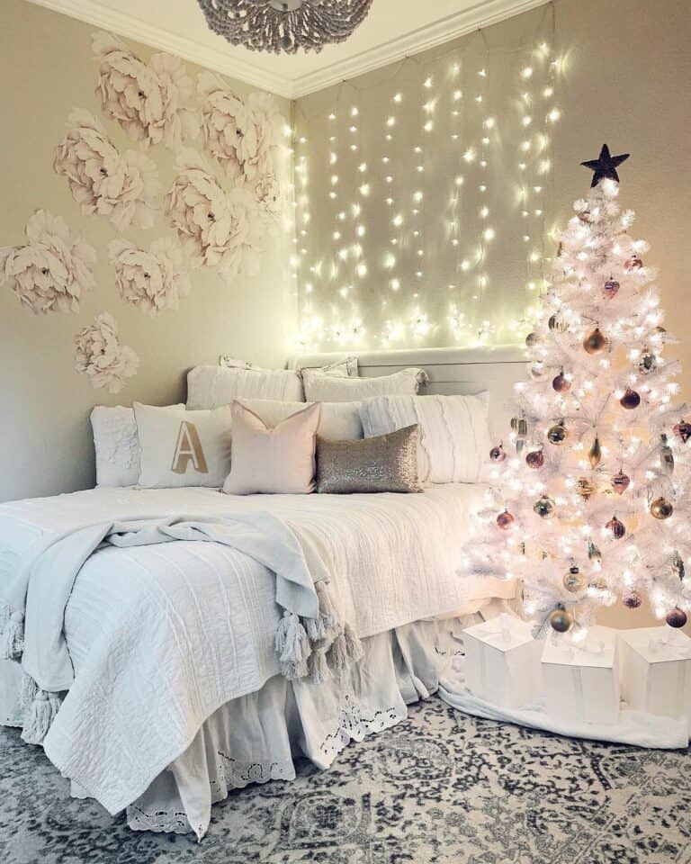White Christmas Tree with White Skirt