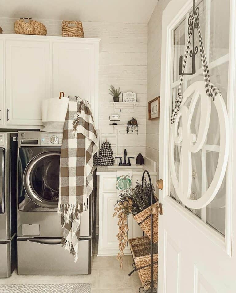 White Farmhouse Laundry Room Door with Glass Soul & Lane