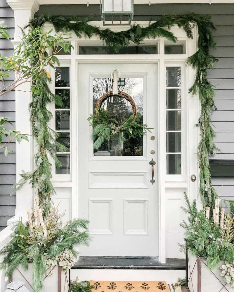 White Front Door With Wreath