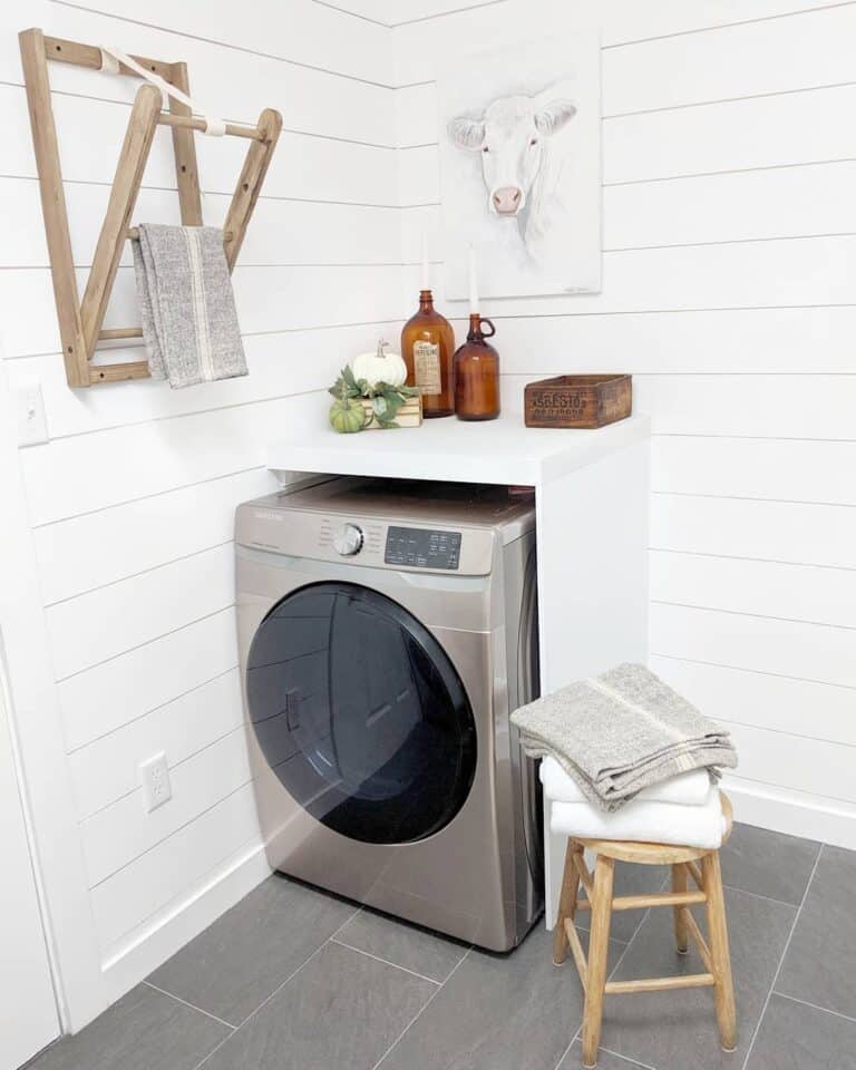 White Horizontal Shiplap Laundry Room