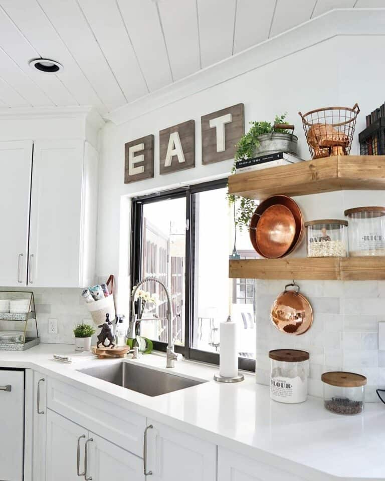 White Kitchen with Copper Mixing Bowls