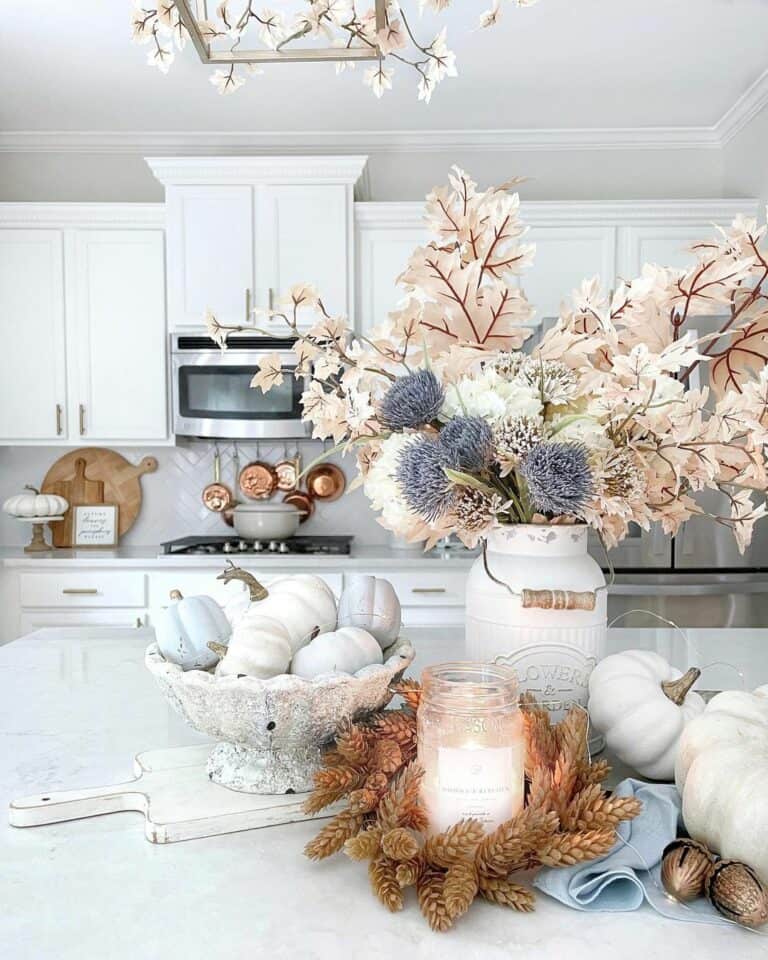 White Kitchen with Copper Pots
