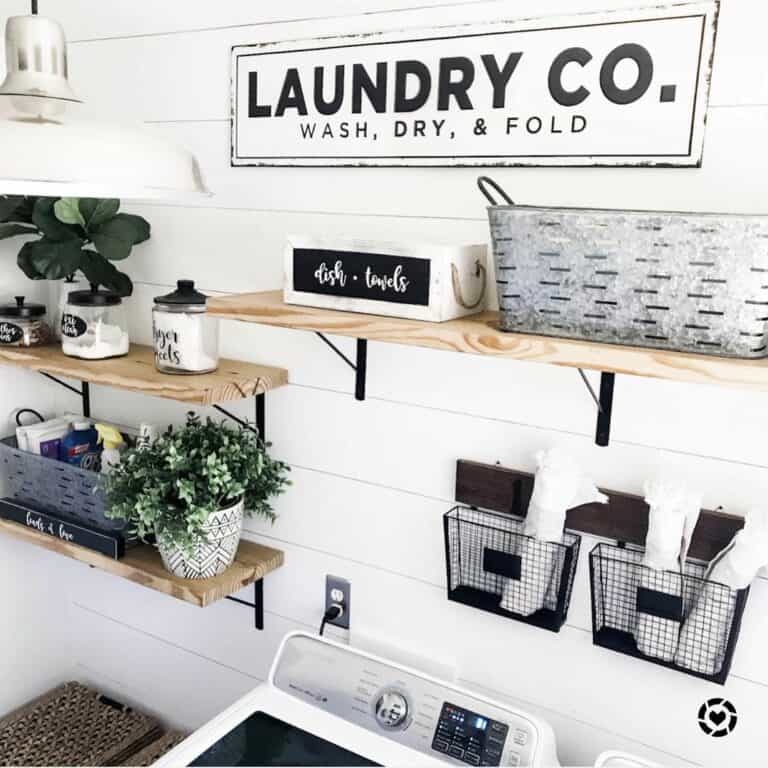 White Laundry Room Sign with Black Lettering