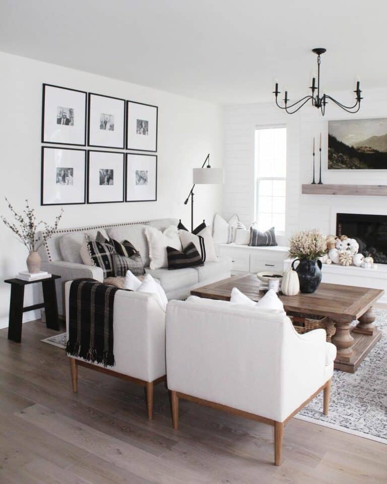 White Living Room with Window Bench