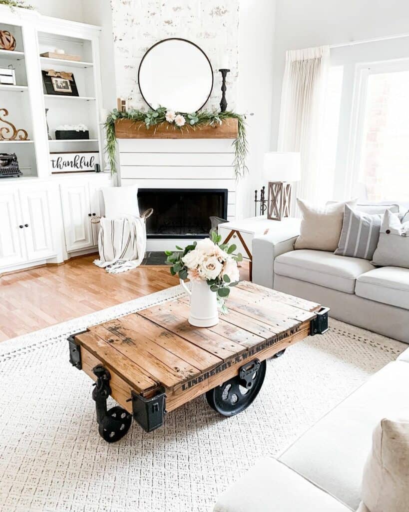 White Modern Farmhouse Living Room Inspiration