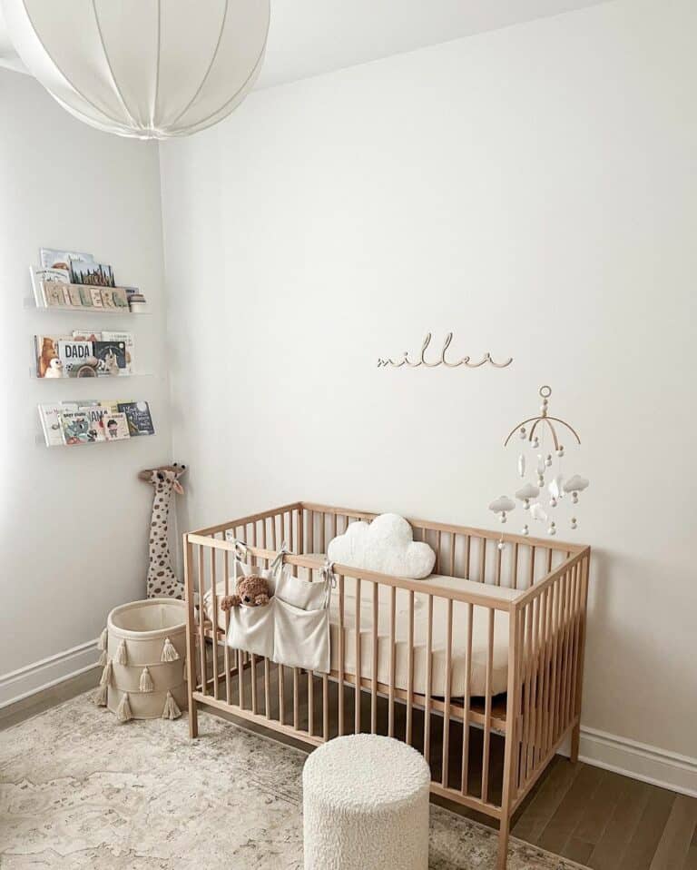 White Nursery with Wood Crib