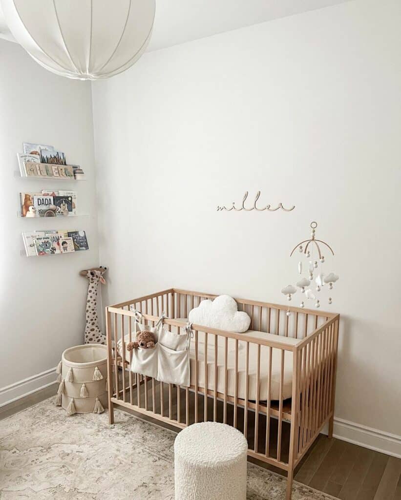 White Nursery with Wood Crib Soul Lane