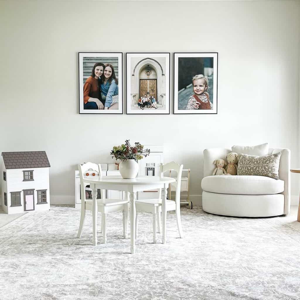 White Playroom with Family Photos