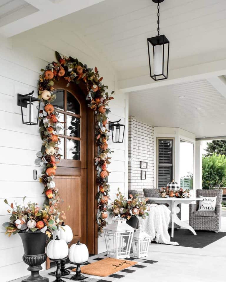 White Porch with Autumnal Door Arch