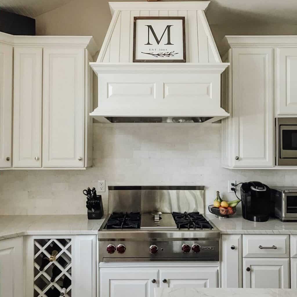 White Raised Panel Cabinet Doors and a Wine Rack