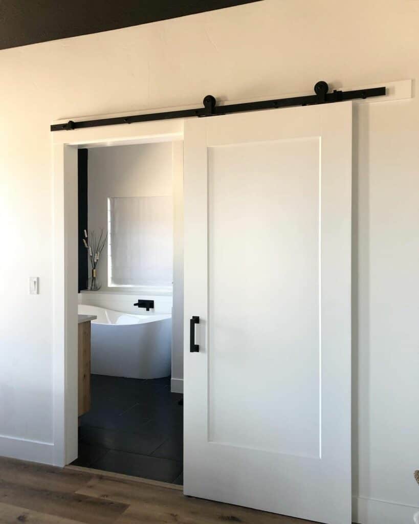 White Sliding Barn Door for Bathroom