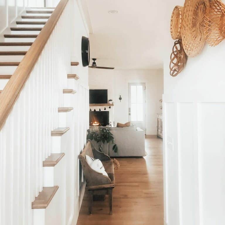 White Staircase Board and Batten Wall