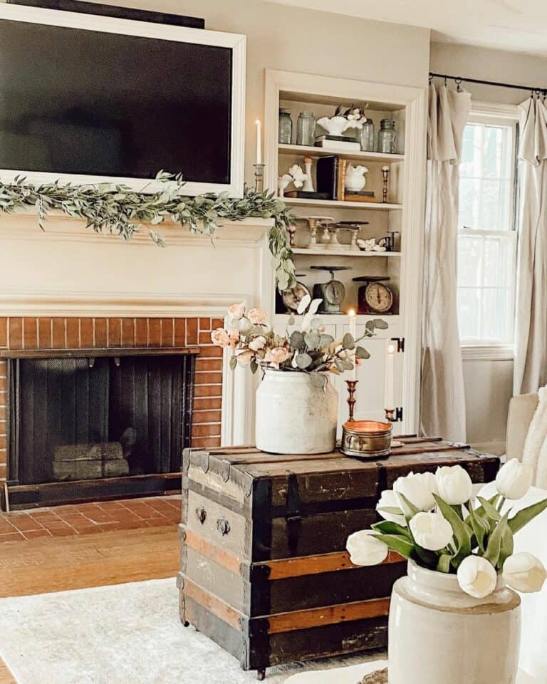 White TV with a White Fireplace