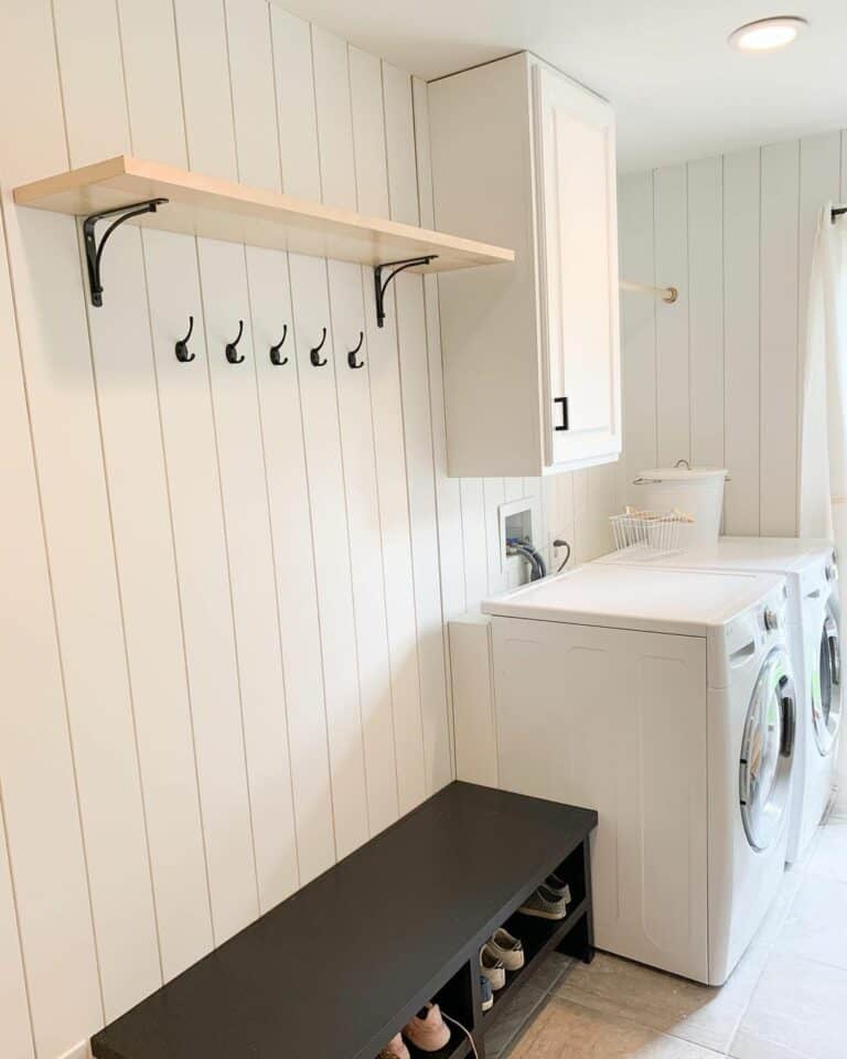 White Vertical Shiplap Laundry Room