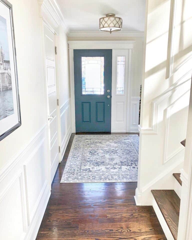 White Wainscoting and a Blue Front Door