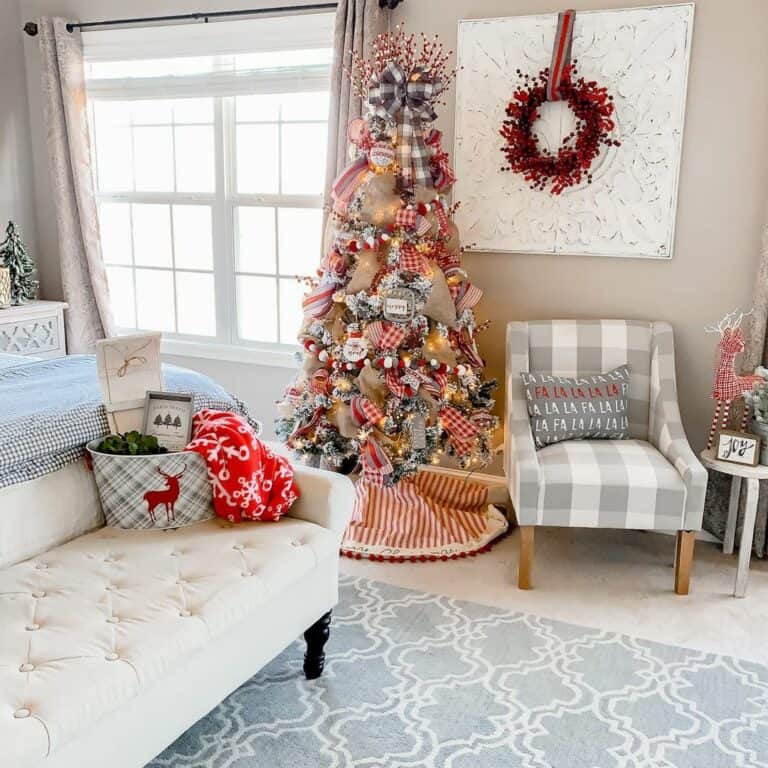 White and Gray Candy Cane Bedroom
