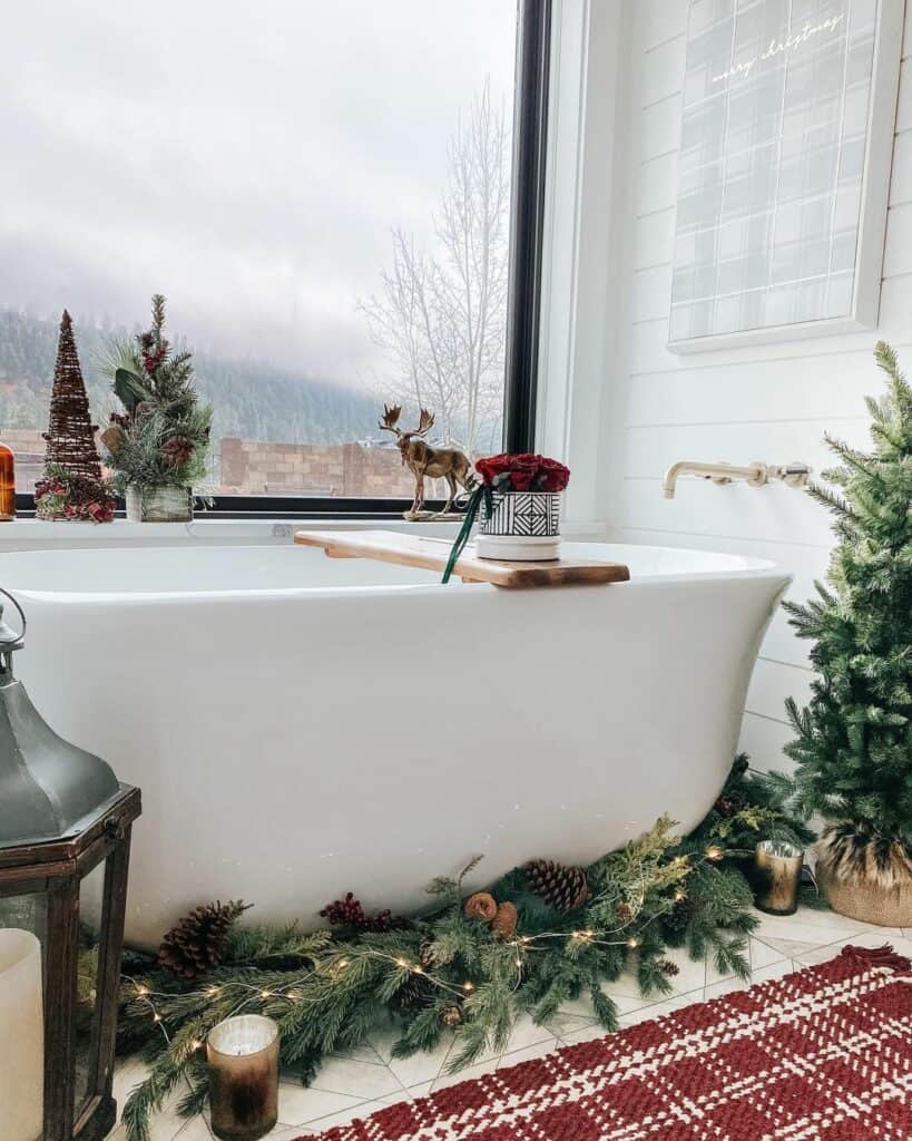 Winter Holiday Picture Window with Soaking Tub