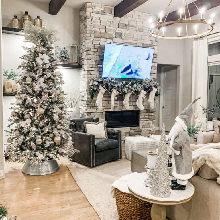 Winter Wonderland Living Room with Christmas Tree