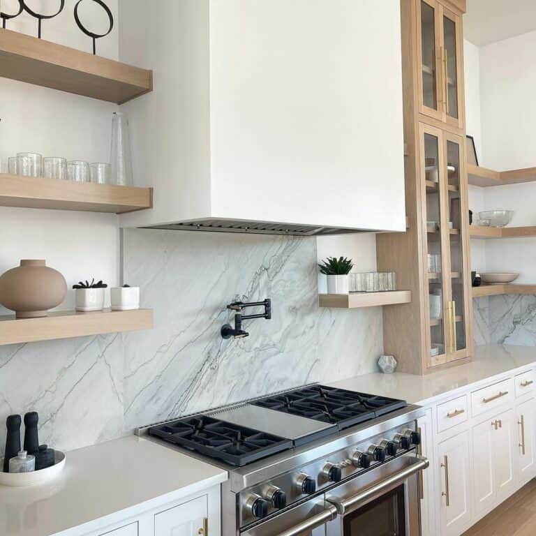 Wood Cabinets and Floating Shelves