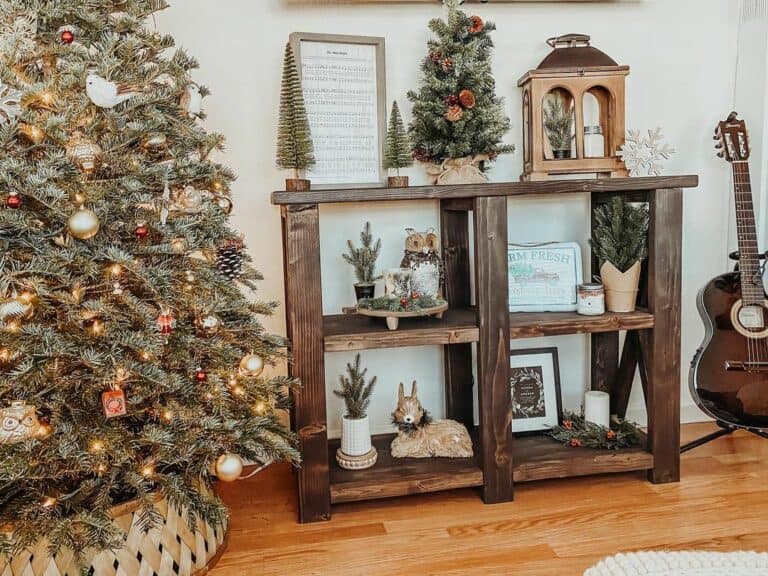 Wood Console Table with Pine Elements