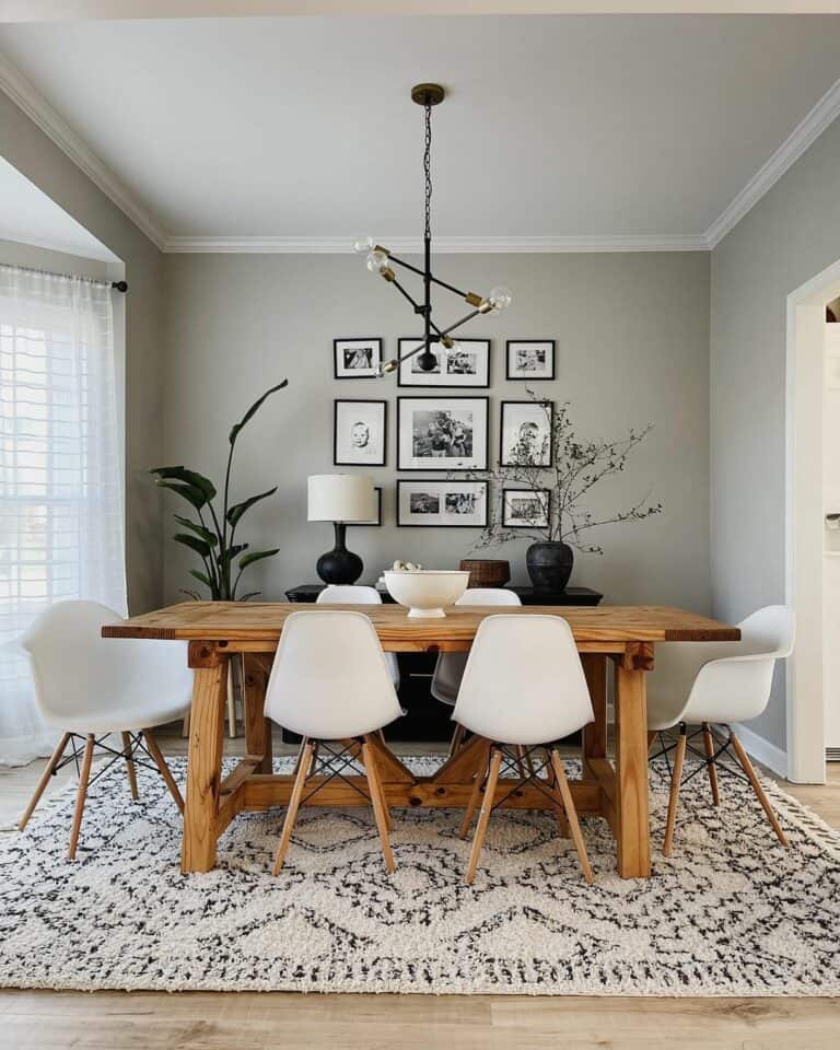 Wood Dining Table and Bucket Chairs