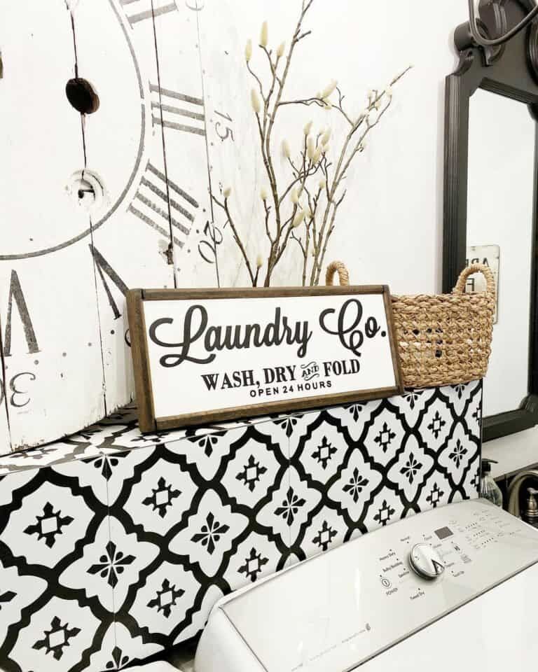 Wood Frame Laundry Sign with Black Lettering