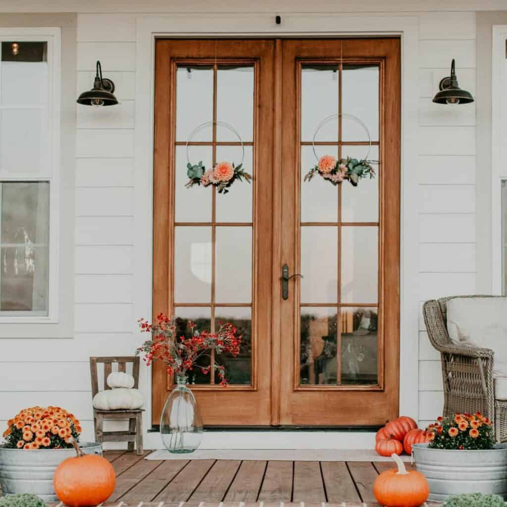 Wood French Doors with White Exterior Front Door Trim - Soul \u0026 Lane, image size:1024x1024