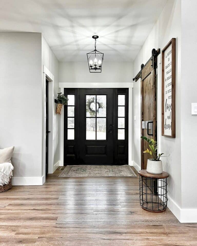 Wood and Black Wire Entryway Table