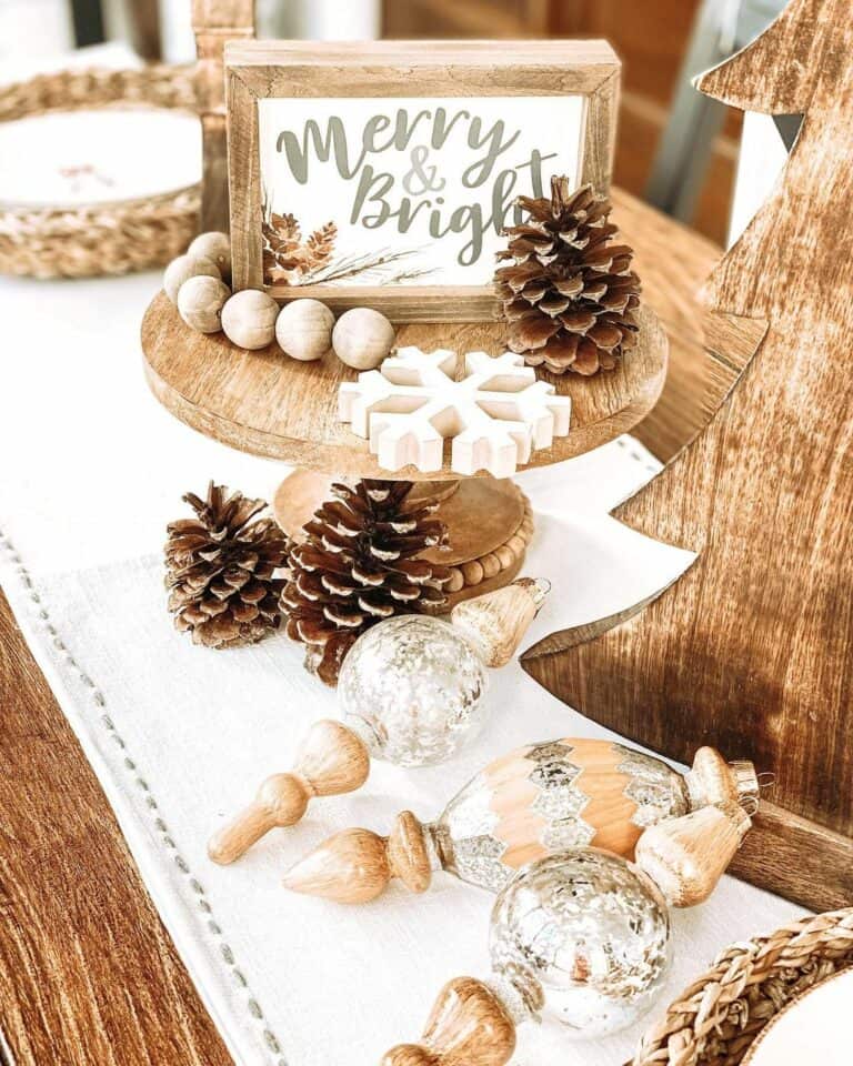Wood and White Tablescape