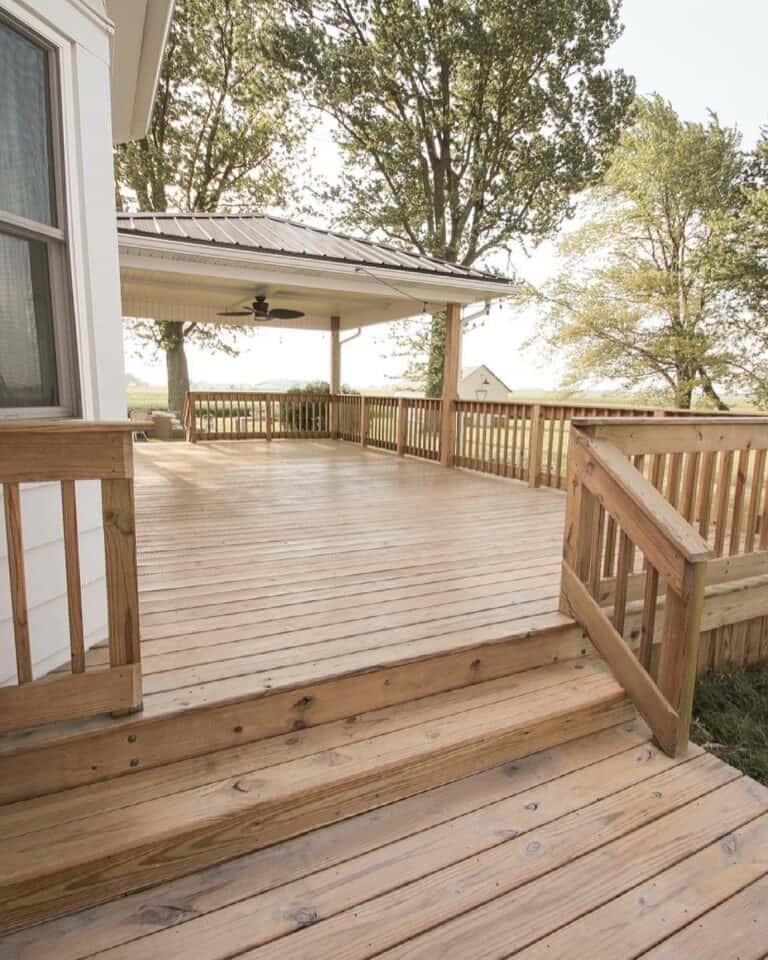 Wooden Deck with Wood Porch Railing