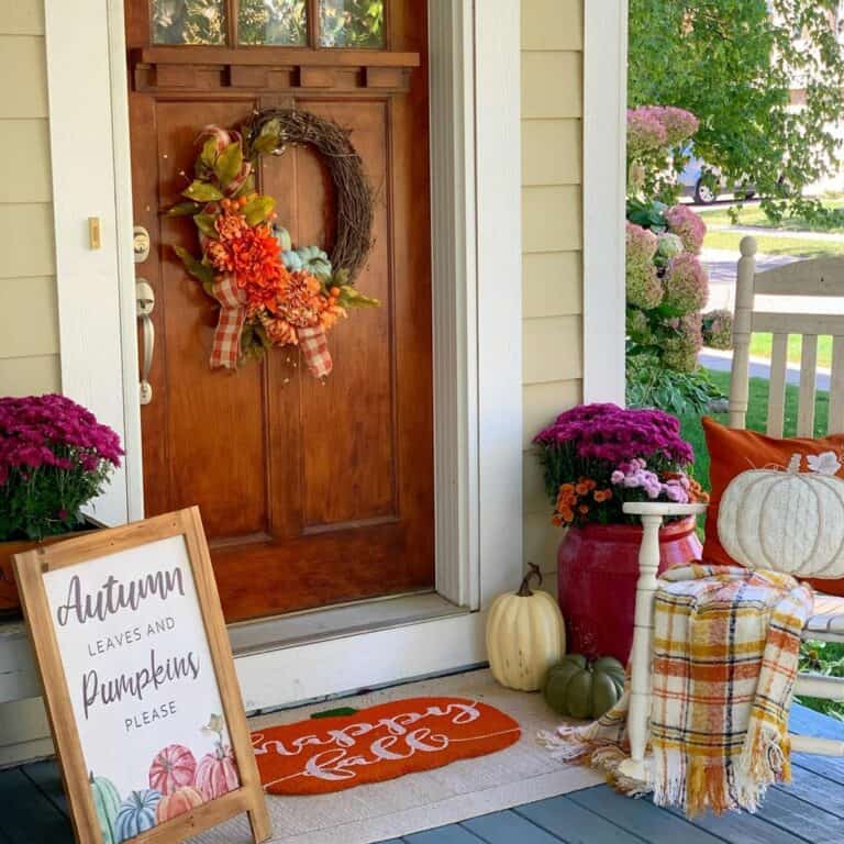 Accent Wreath on Wooden Front Door