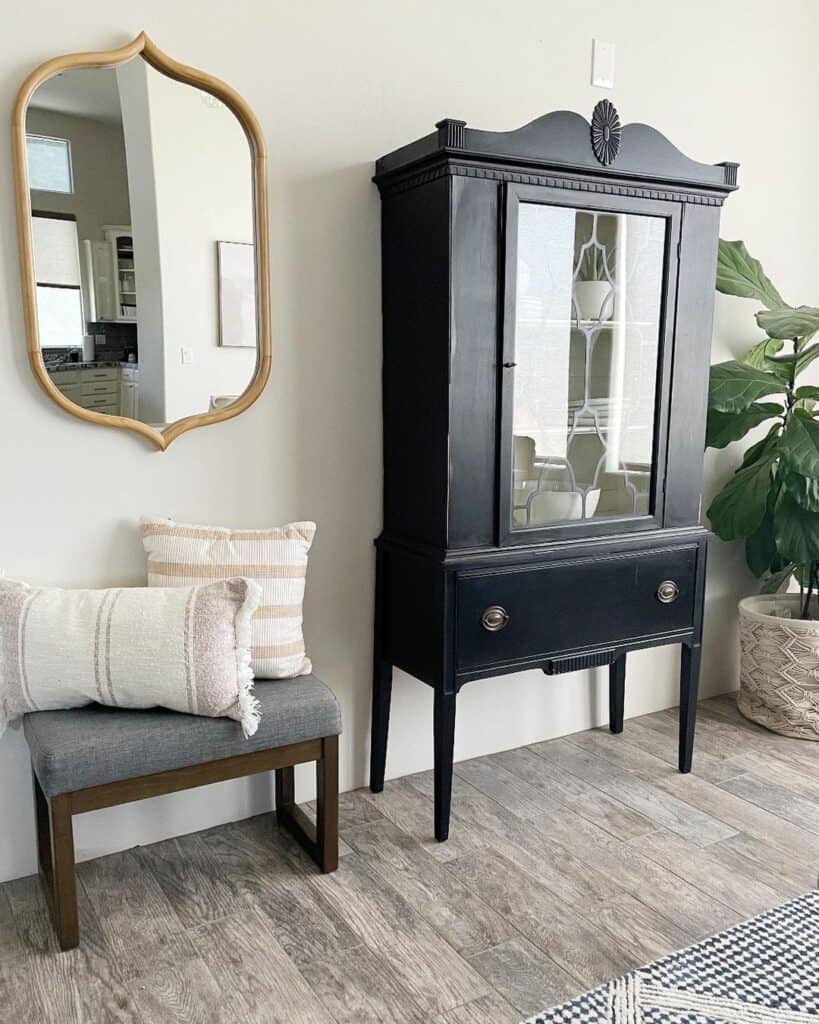 Antique Black Hutch with Glass