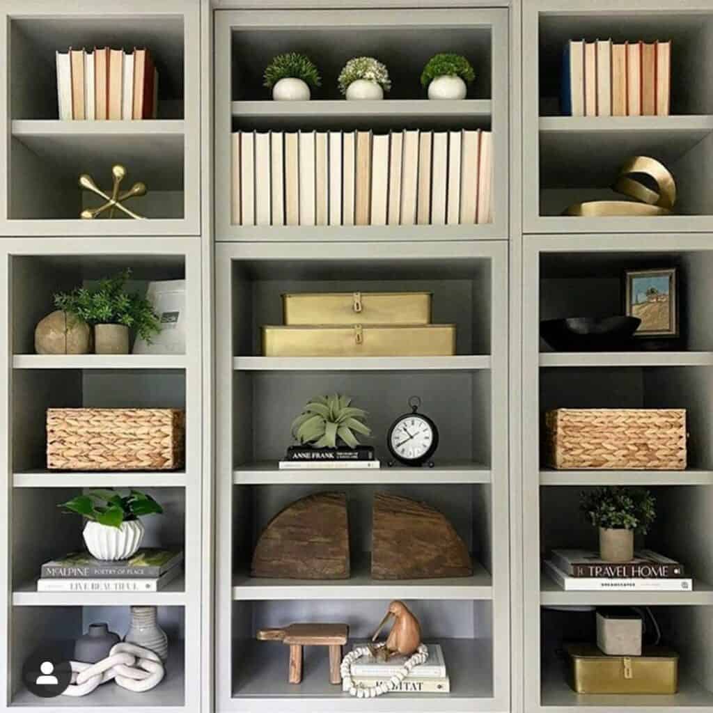 Antique Books on a Gray Shelving Unit