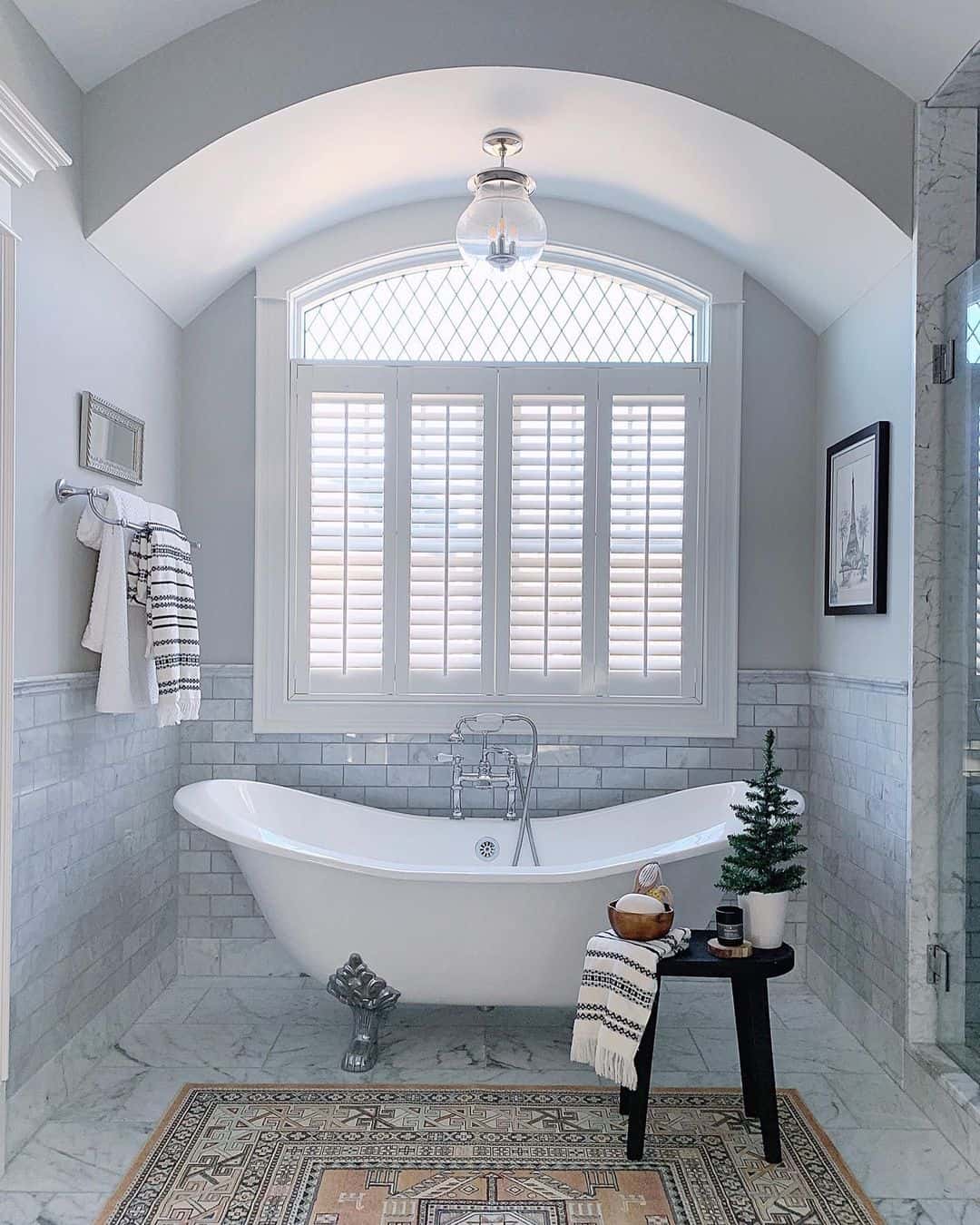 Arched Bathroom Window Behind Clawfoot Bathtub Soul & Lane