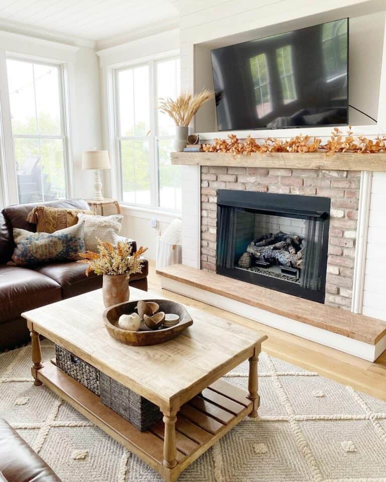 Autumn Garland for Light Wood Fireplace Mantel
