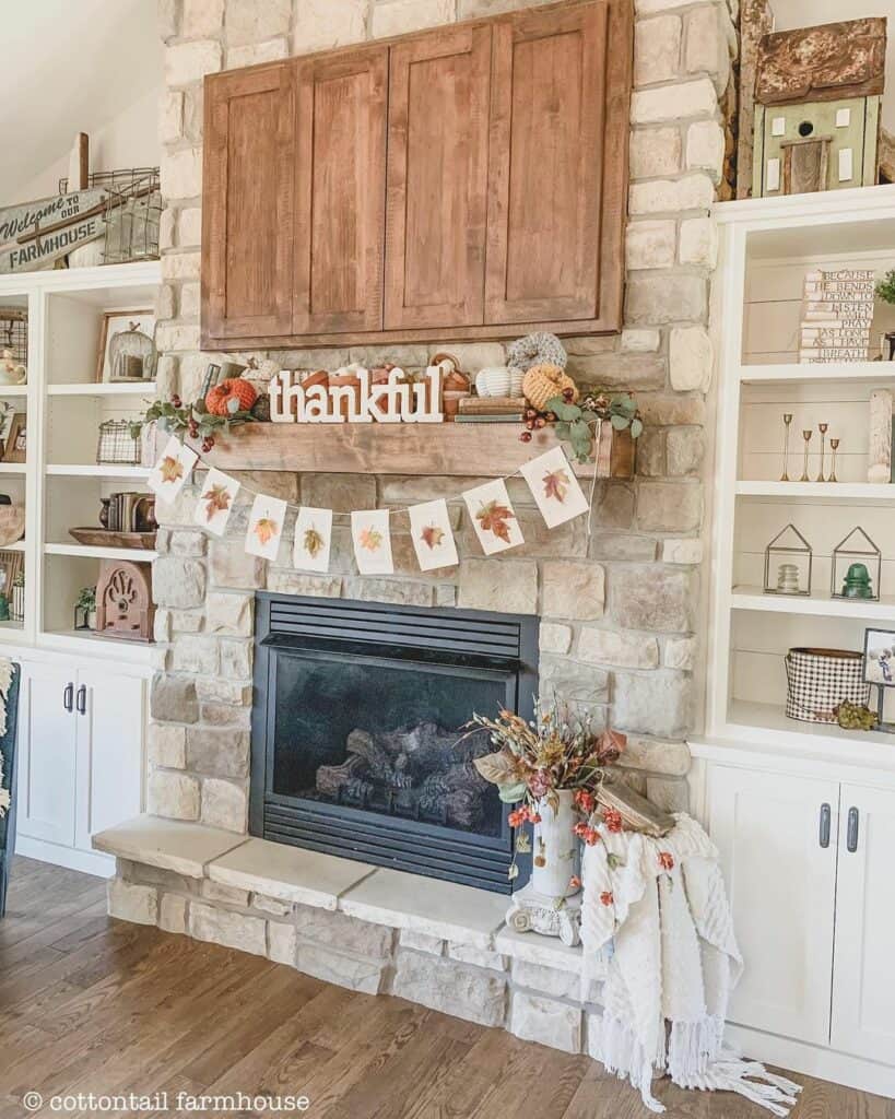 Autumn Leaf Banner for Stone Fireplace